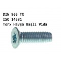 DIN 965 TX ISO 7046 TX; HAVŞA BAŞLI TORKS ANAHTAR VİDALAR